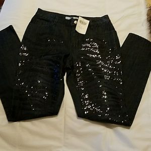 Boston Proper Zebra Sequin Jean Indigo